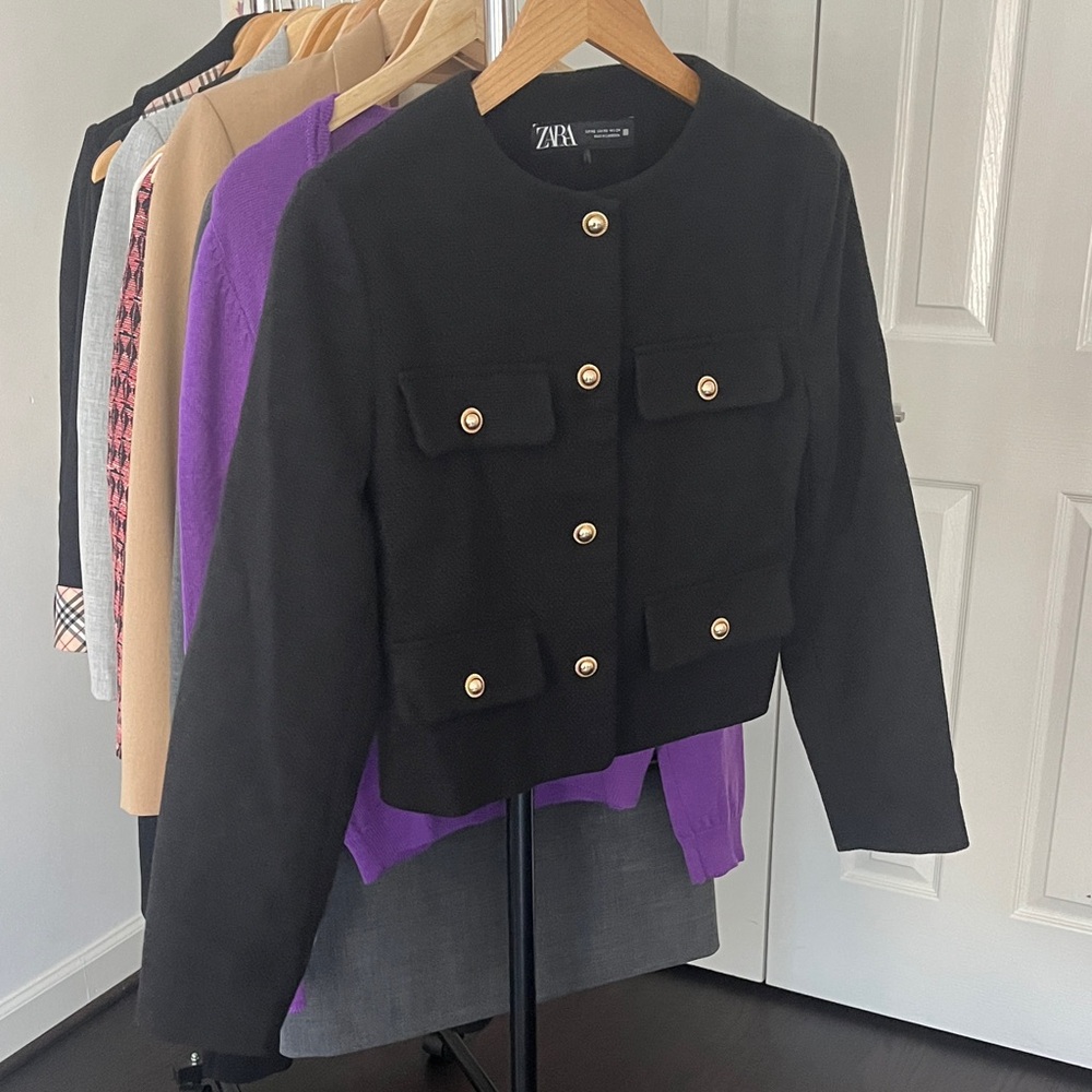 Zara Black Jacket with Gold Buttons